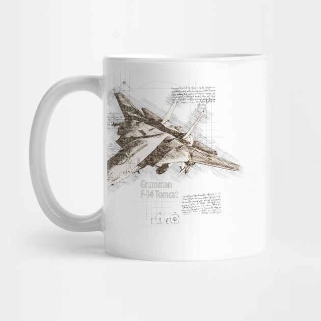 F-14 Tomcat DaVinci Sketch by TerraShirts